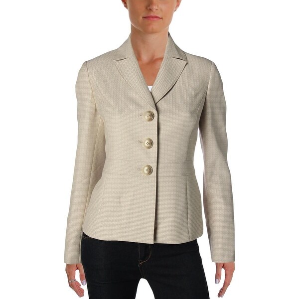 Le Suit Womens Nantucket Three,Button Blazer Textured Long Sleeves